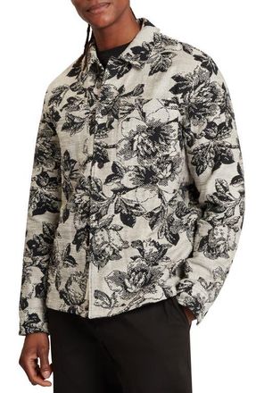 Ted Baker Mairis Floral Jacquard Button-Up Overshirt in Grey at Nordstrom, Size 2