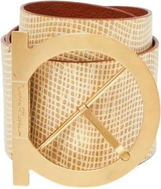 Ferragamo Pre-owned Belts, female, Beige, Size: ONE SIZE Pre-owned Leather Belt