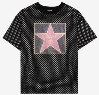 Roberto Cavalli Polka-Dot Star Print Cotton T-Shirt, Size X-Small
