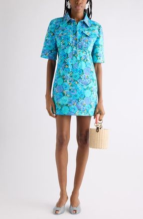 Chlo&eacute; Daisies Twill Minidress in Multicolor Blue at Nordstrom, Size 8 Us