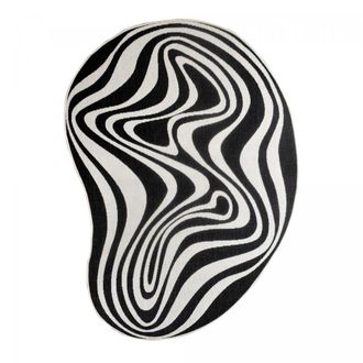 Un amour de tapis Alfombra de exterior redonda, kilim reversible, blanco y negro 160x230