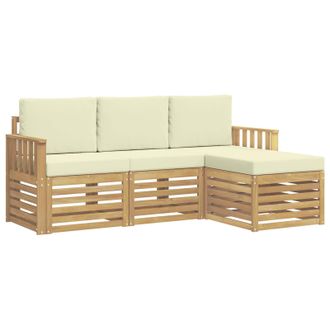 vidaXL Conjunto De Sof&aacute;s De Exterior 4 Pcs Blanco Y Crema Vidaxl