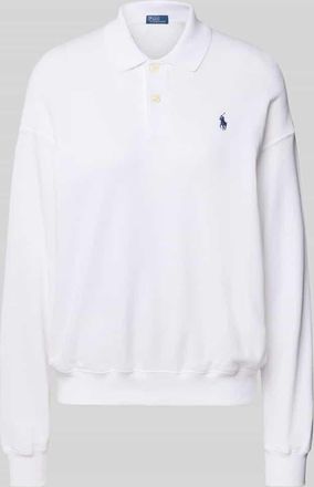 Polo Ralph Lauren Sweatshirt mit Polokragen und Label-Stitching in Weiss, Gr&ouml;&szlig;e XL