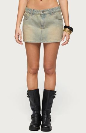 Edikted Chiara Denim Miniskirt in Tinted-Denim at Nordstrom, Size X-Small