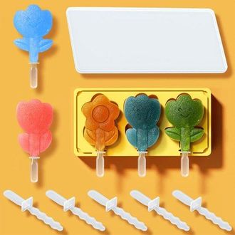 No Brand Moldes De Silicona Reutilizables Para Cubitos De Hielo Con Forma De Flores Y Piruletas: Ideales Para Crear Dulces Y Cubitos De Hielo Caseros. Incluye 