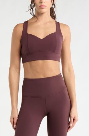 Zella Studio Luxe Sweetheart Sports Bra in Burgundy Fudge at Nordstrom, Size X-Large