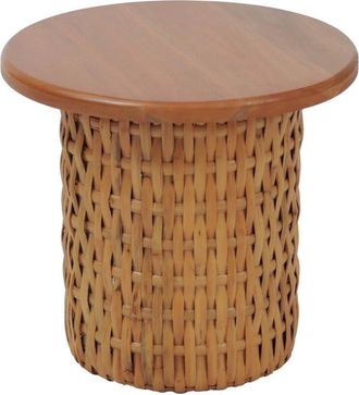 Hhg Mesa Auxiliar Hhg-336, Mesa De Sof&aacute;/mesa De Centro, Mesa De Sal&oacute;n, Mesa Para Plantas, Mesa, Madera De Caoba, Rat&aacute;n, Redonda, &Oslash; 44 Cm