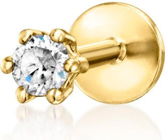 RS Pure by Ross-Simons Diamond-Accented Single Flat-Back Stud Earring in 14kt Yellow Gold