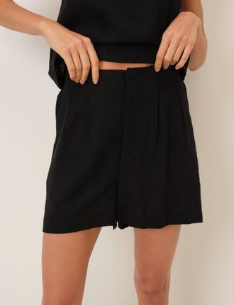 Nobody's Child Black Linen-Blend Shorts