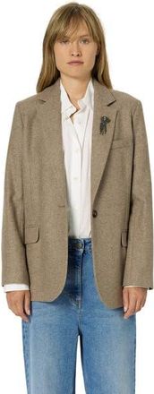 Gerard Darel Nellys Herringbone Straight Jacket in String at Nordstrom, Size 10