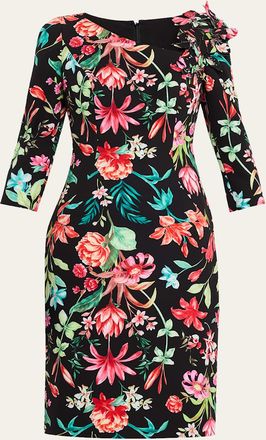 Teri Jon Bodycon Floral-Print Scuba Dress