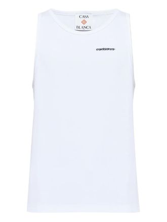 Casablanca embroidered-logo ribbed tank top - men - Cotton - L - White