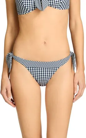 Robin Piccone Brigitte Side Tie Bikini Bottoms in Navy/cream at Nordstrom, Size Medium