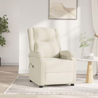 vidaXL Sill&oacute;n Reclinable El&eacute;ctrico De Terciopelo Blanco Crema Vidaxl