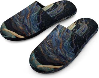 Generic Beautiful Mermaid Mens Cozy Memory Foam Slippers Warm Cotton House Shoes Comfy Slipper for Indoor Outdoor