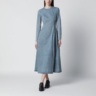 Maison Margiela Cup-shoulder denim midi dress in ice blue