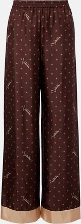 Valentino Printed silk twill palazzo pants