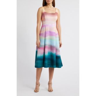 Vince Camuto Scuba Knit Fit & Flare Cocktail Dress in Multi at Nordstrom Rack, Size 6