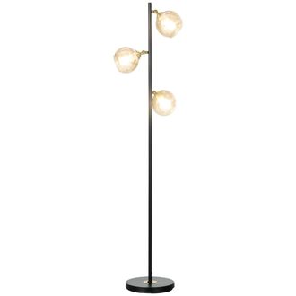 HOMCOM 3-Light Floor Lamp for Living Room with Glass Global Lampshade - Modern Standing Lamp for Bedroom - (Bulb not Included) - Grey | TJ Hughes Whi