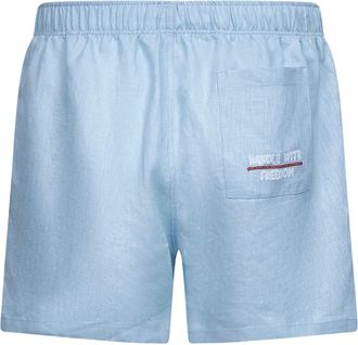 Holy Caftan Mens Boxer-Style Shorts Libera Marina Linen Light Blue