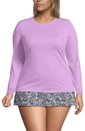 Lands End SunShade UPF 50 Long Sleeve Rash Guard Swim Tee in Wild Lilacs at Nordstrom, Size 1X
