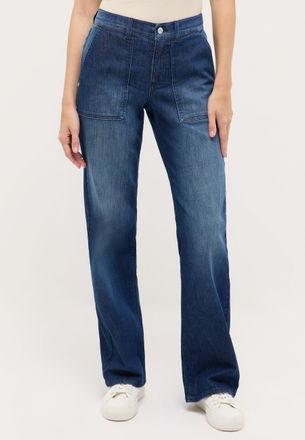 Angels Relax-fit-Jeans ANGELS LIZ WORKER, Damen, Gr. 36, L&auml;nge 28, blau (blau used), Denim/Jeans, Obermaterial: 91% Baumwolle, 6% Polyester, 3% Elasthan, rel