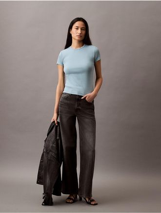 Calvin Klein Jeans Calvin Klein Womens Cotton Contour Rib T-Shirt - Blue - XS