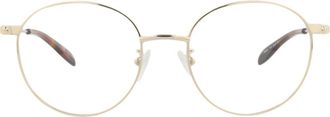 Alexander McQueen 52mm Round Optical Glasses in Gold Gold Transparent at Nordstrom Rack