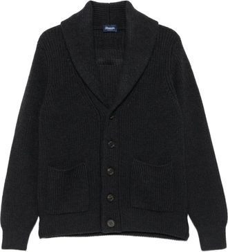 Drumohr shawl-collar patch-pocket cardigan - Grey