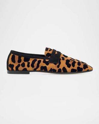 Sophique Essenziale Leopard Suede Penny Loafers
