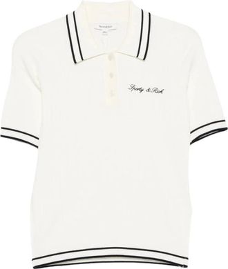Sporty & Rich Jersey tipo polo de punto trenzado a rayas - Tops - Mujer - Blanco - XS
