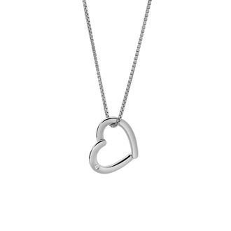 LuvMyJewelry Lorina Sterling Silver 0.01 Ct Diamond Open Heart Pendant