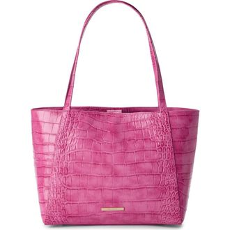Brahmin Mona Croc Embossed Leather Tote in Pink at Nordstrom