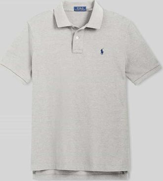 Polo Ralph Lauren Slim Fit Poloshirt aus reiner Baumwolle in Hellgrau, Gr&ouml;&szlig;e XXL