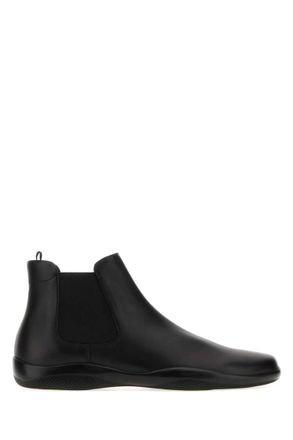 Prada Black Leather Ankle Boots
