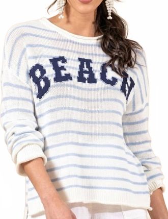 Wooden Ships Beach Crewneck Sweater In Sky Striped