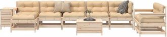 vidaXL Juego De Sof&aacute;s De Jard&iacute;n 10 Pzas Madera Maciza De Pino Vidaxl