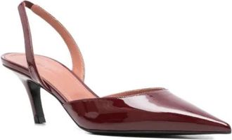 Amina Muaddi Sofia Sling 60 - Dames - Pumps - Rood - 37 EU - Leer - Schoenen