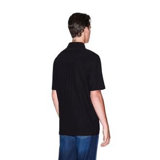 A|X Armani Exchange Embossed Cotton Polo Shirt - Black