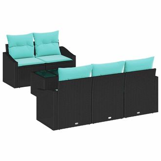 vidaXL Juego De Sof&aacute; 6 Uds. 3-n&uacute;mero De Plazas Negro Y Turquesa Vidaxl