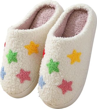 Generic Slippers for Women Fuzzy House Slip On Indoor Outdoor Bedroom Fleece Lined Cozy Slipper Winter Warm Soft Plush Cute Non-Slip Holiday Slippers Ladies C