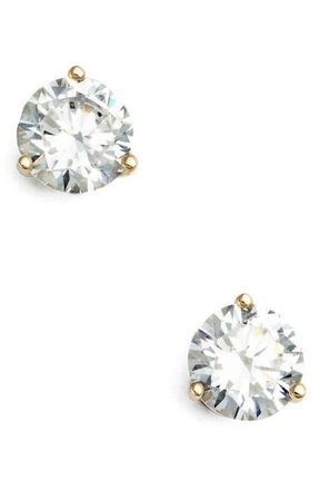 Nordstrom Cubic Zirconia Stud Earrings - 2ct. in Clear- Gold Round at Nordstrom