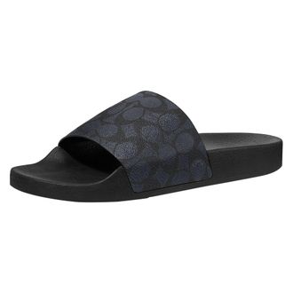 Coach Coach Mens Signature Coated Canvas Pool Slide, Charcoal Signature, 13