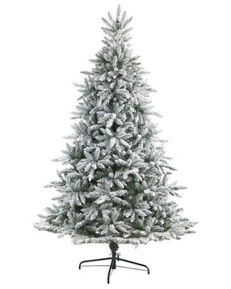 Nearly Natural 8Ft. Flocked West Virginia Spruce Artificial Christmas Tree With 600 Clear Lights And 1856 Bendable Branches