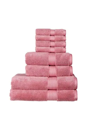 Christy Supreme Hygro Luxury 100% Supima Cotton 8 Piece Towel Sets in Pink