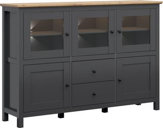 Petits Meubles Aparador 5 puertas y 2 cajones con led laminados gris antracita beige