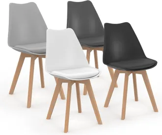 IDMarket Set Di 4 Sedie Da Pranzo Grigio Scuro, Grigio Chiaro, Bianco E Nerosara