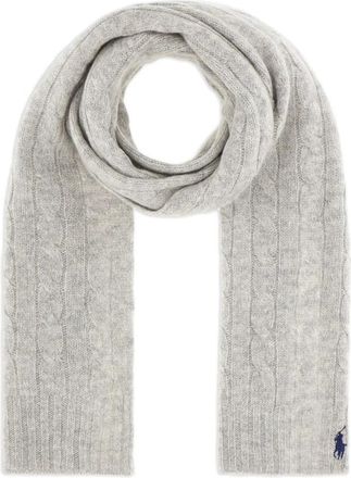 Ralph Lauren Gebreide Sjaal van Wol en Kasjmier met Kabelpatroon - Dames - Wintersjaals - Grijs - ONE Size - Wol - Accessoires
