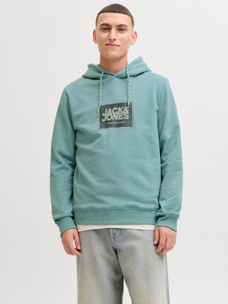 Jack & Jones Kapuzensweatshirt JACK & JONES JJRAIN SWEAT HOOD UNB, Herren, Gr. XXL, mineral blau, Sweatware, Obermaterial: 100% Baumwolle, bedruckt, regular fit h&uuml;