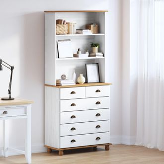 Berkfield Home Hutch g&Auml;&uacute;ASKIMg&Auml;&ugrave; White 91x40x199.5 cm Solid Wood Pine